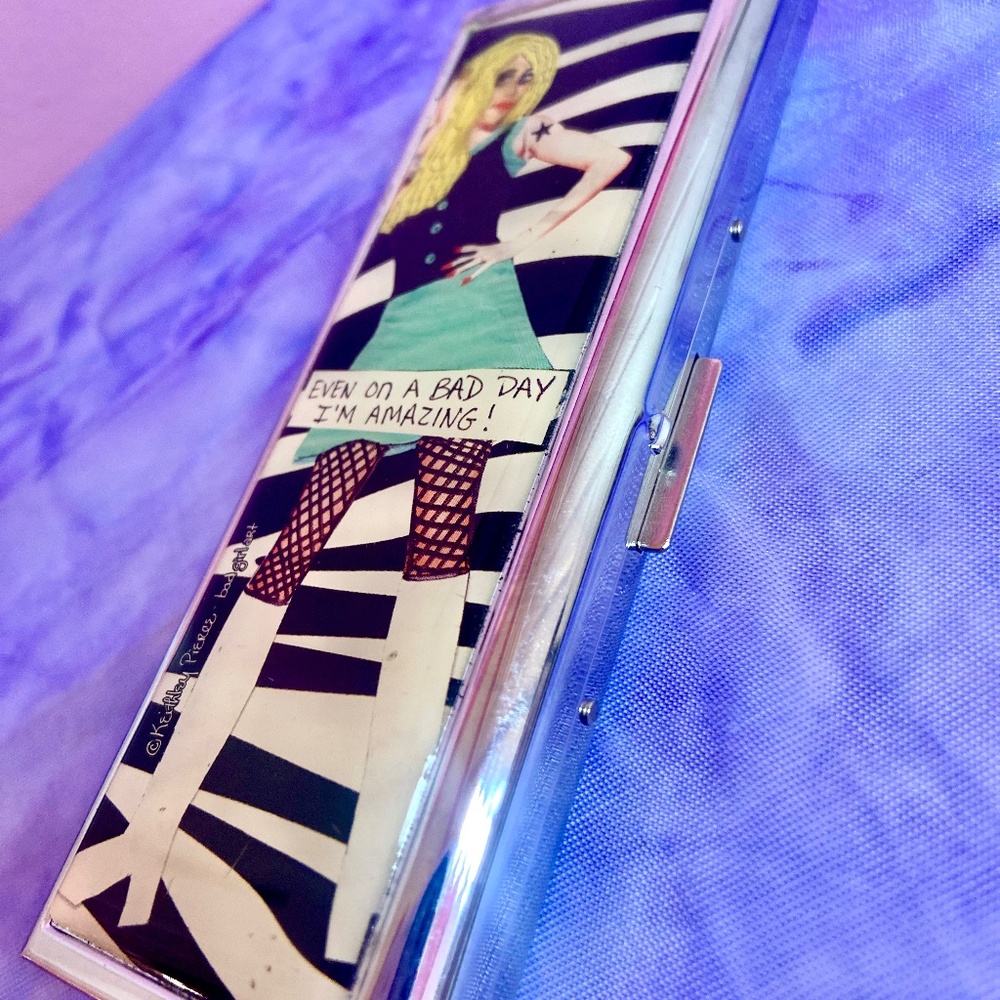 Cigarette Case 100s Lipstick Holder Women’s Stylish Metal Mirrored Interior